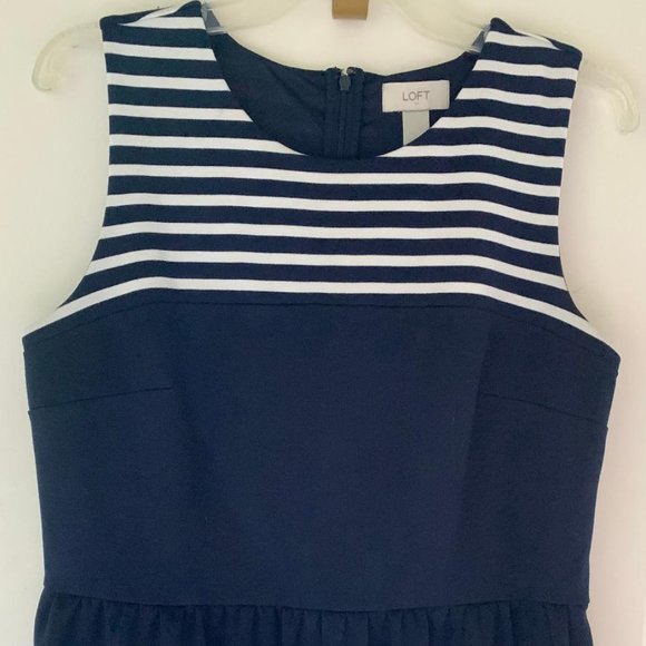 NEW Ann Taylor Loft navy/white sleeveless dress - Picture 2 of 5